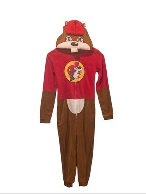 Buc-ees Beaver Character One Piece Hooded Pajama Costume Size Youth XS/S